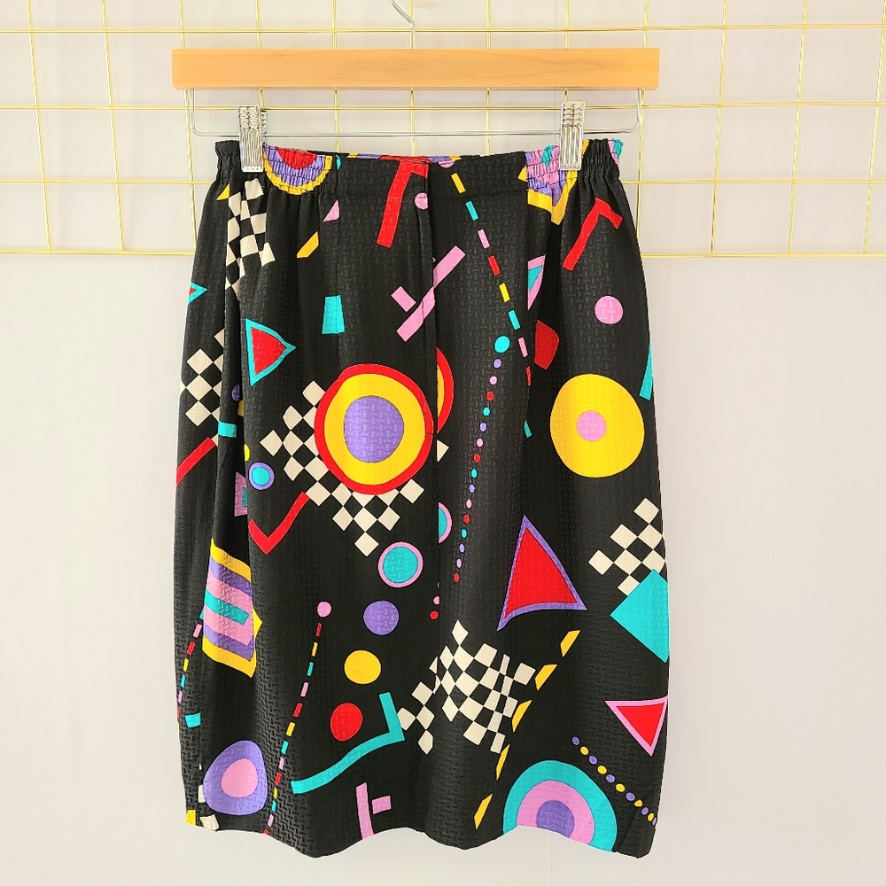 Anne Crimmins for UMI Collections Graphic Print Vintage Silk Skirt - Picture 4 of 8